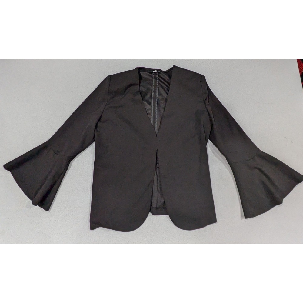 Ingredients Blazer Women Medium Black Excellent Bell Sleeve Open Front Jacket